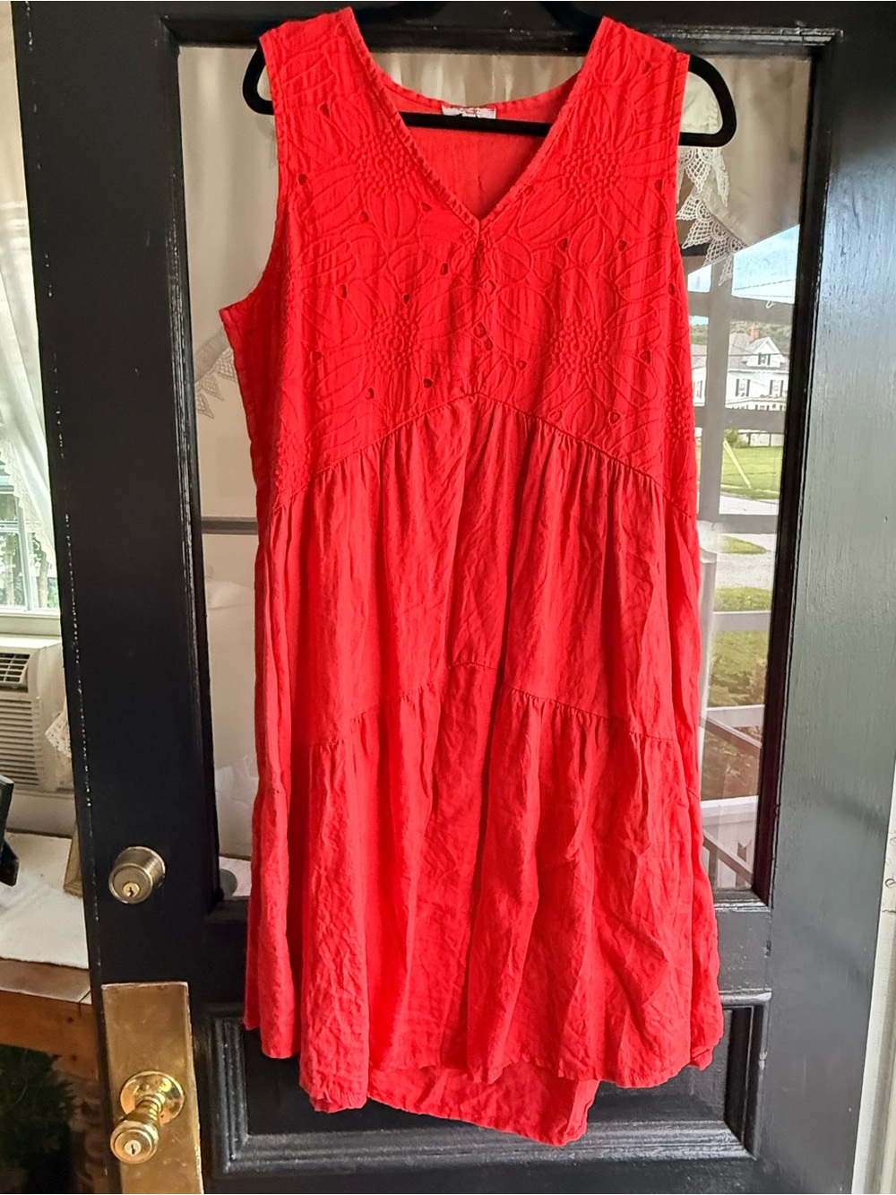 Marshall Red Sleeveless V-Neck Tiered Midi Dress